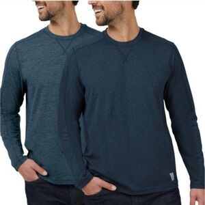 Rugged Elements Men's S Sueded Long Sleeve Crew Tee 2-pack Blue & Dark Blue NWT